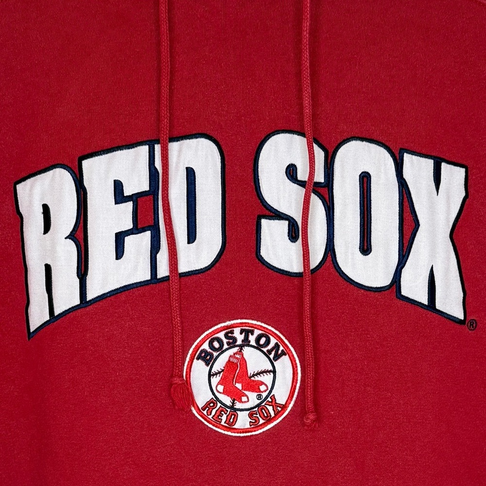 Vintage Boston Red Sox Adidas Red White Hoodie Sweatshirt Size 2XL - Picture 3 of 9